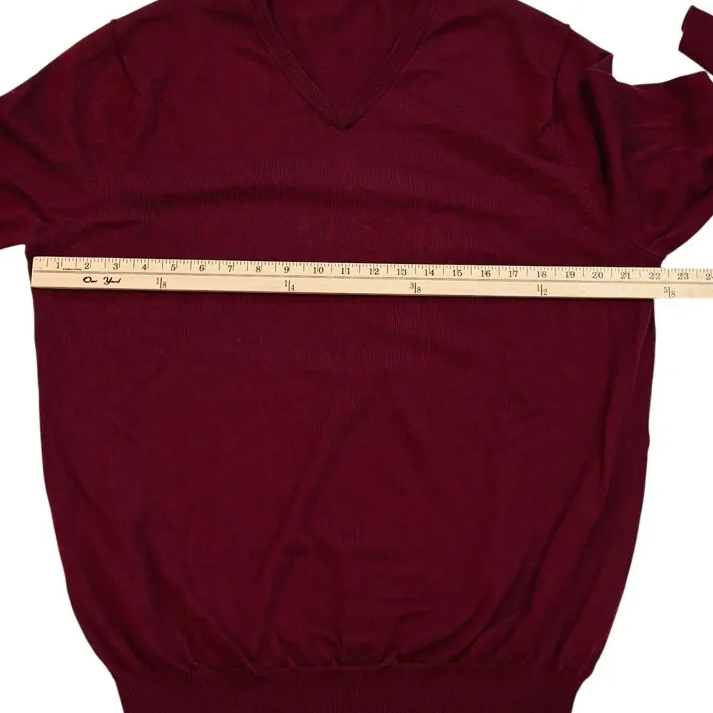 J Crew Sweater Mens Sz XL Red V Neck Pullover Merino Wool Preppy Business Casual